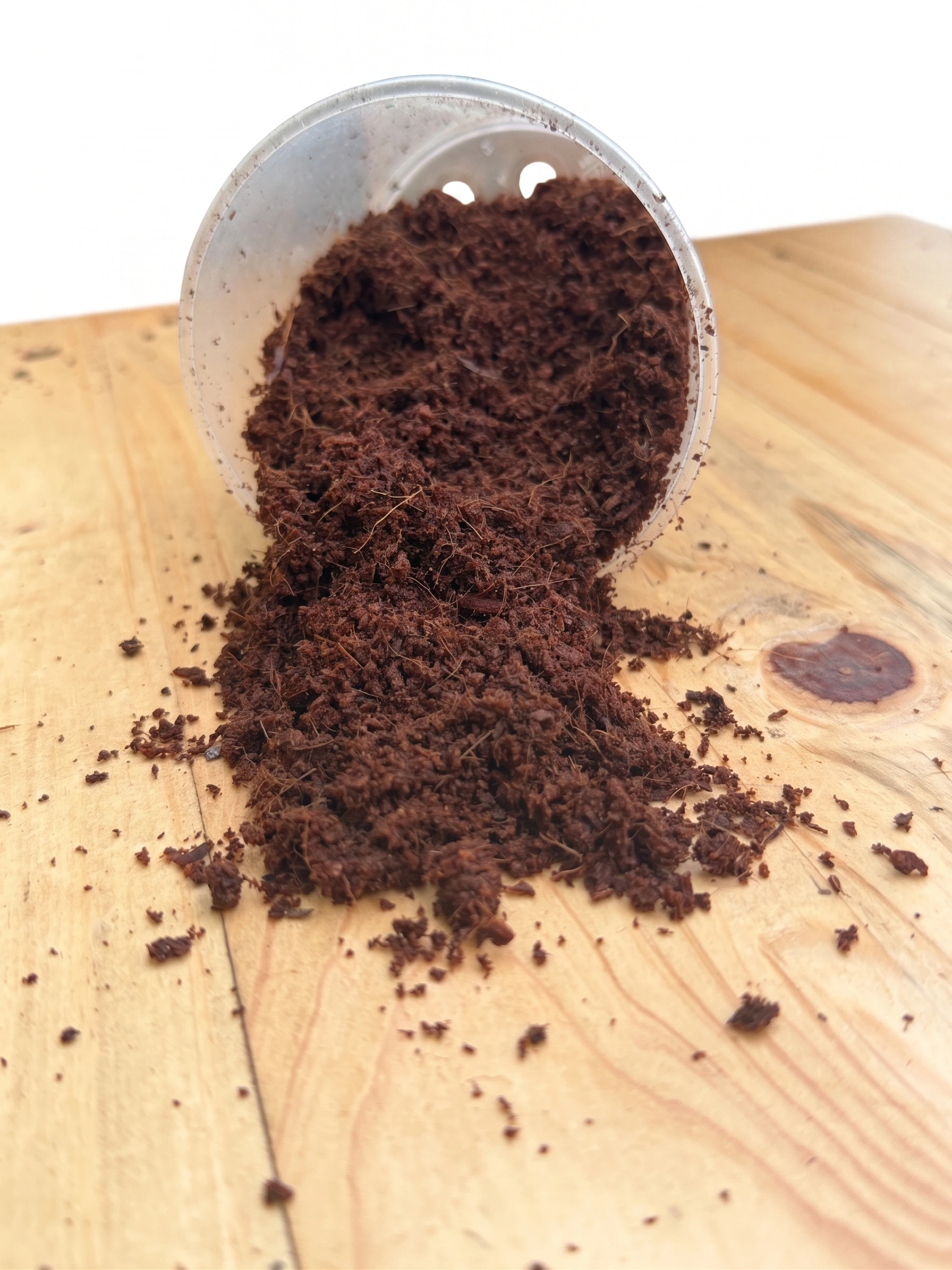 Fine Coco Coir coconut fibre growing medium for indoor plant mixes, propagation and moisture retention on white background