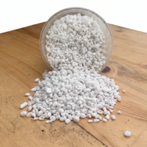 Perlite lightweight porous growing medium for drainage, root aeration and indoor plant mixes on white background